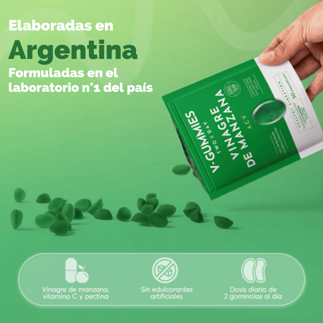 Líbrate De La Hinchazón, Los Antojos Y Sana Tu Intestino Con V-Gummies Vinagre de Manzana